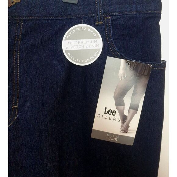 Lee Riders Womens Plus 24W Midrise Capri Jeans Premium Stretch Denim Blue - Picture 5 of 8